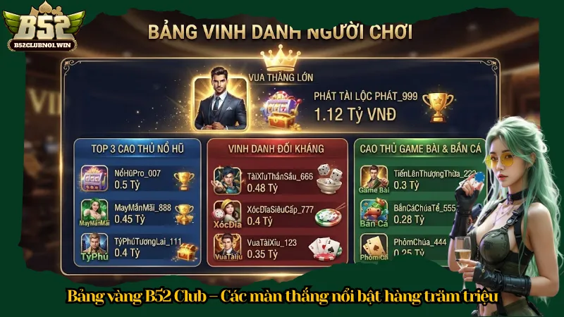 Bảng vàng B52 Club – Các màn thắng nổi bật hàng trăm triệu