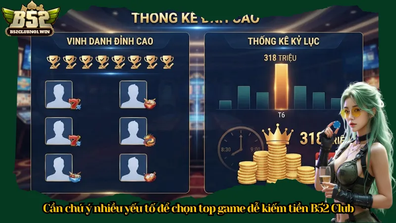 Cần chú ý nhiều yếu tố để chọn top game dễ kiếm tiền B52 Club